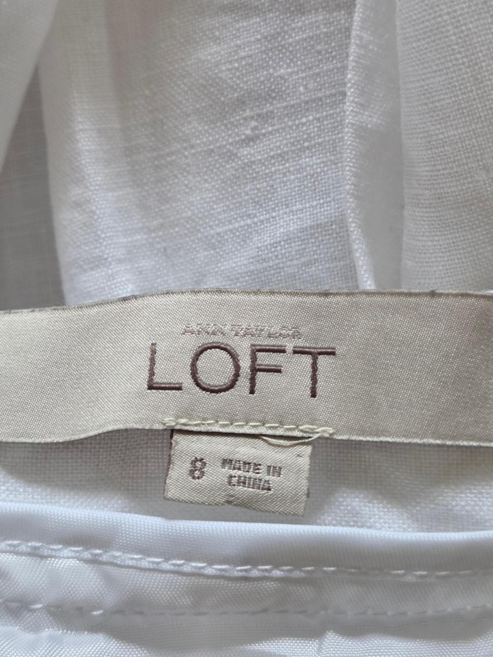 Ann Taylor X LOFT Pleated linen mini skirt white summer coastal size 8 - Picture 4 of 6